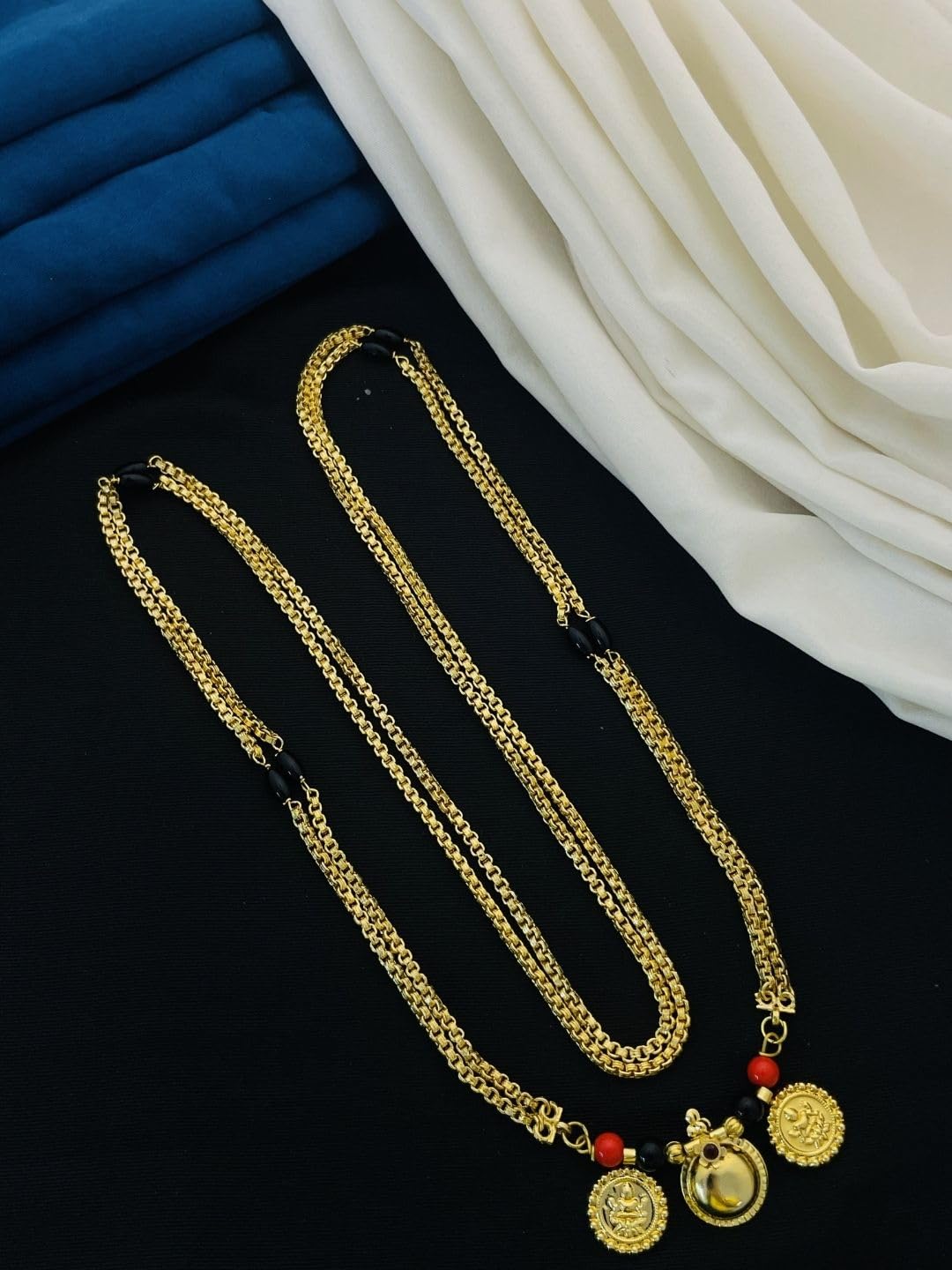 2 Vati Wati Mangalsutra for Women | 30 Inch Long Gold Plated Mangalsutra | Brass | Thali Style Jewellery-image-43