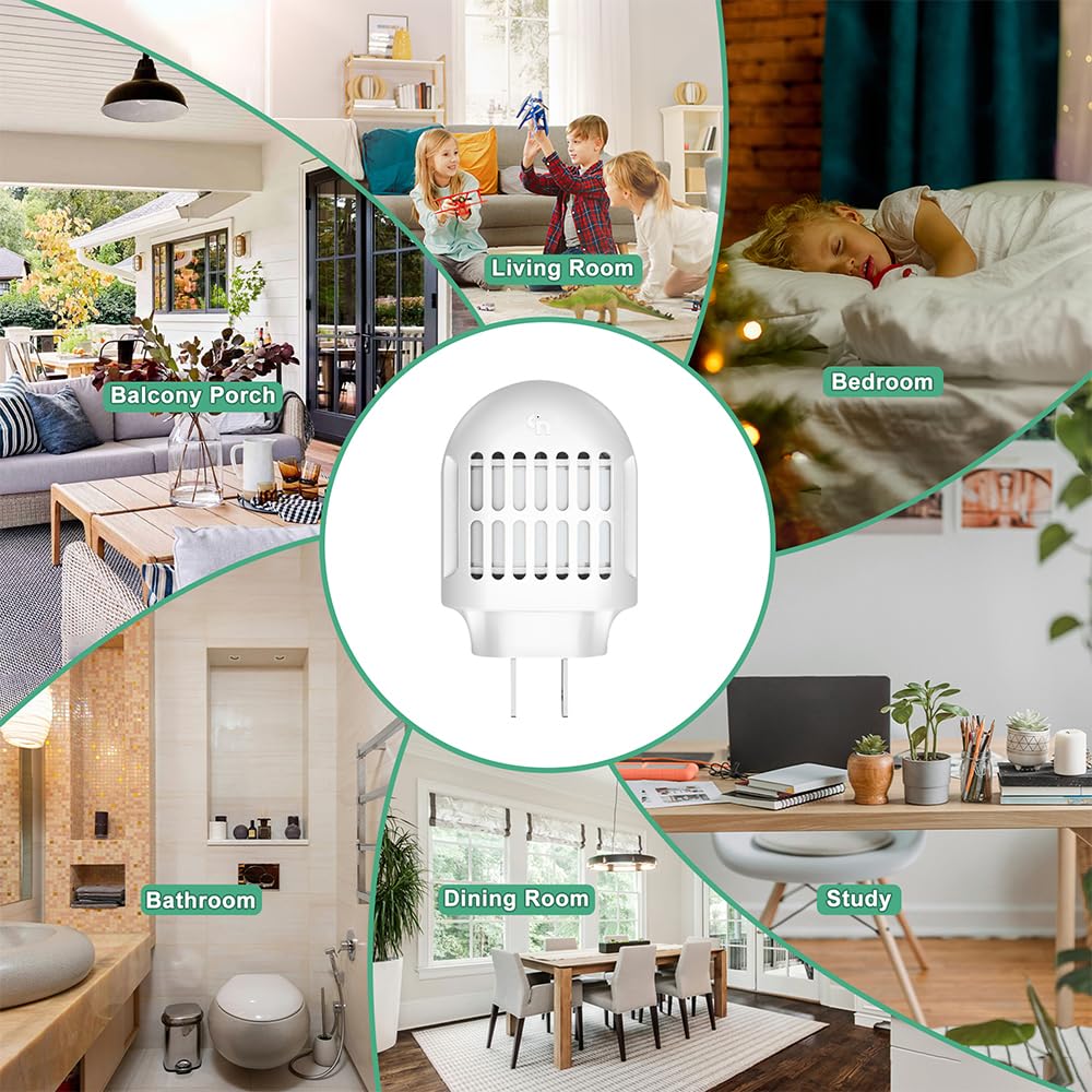 Repelente de mosquitos, electrónico para uso en interiores, sin velas ni llamas, sin DEET, para el hogar, dormitorio, oficina, cocina (blanco)