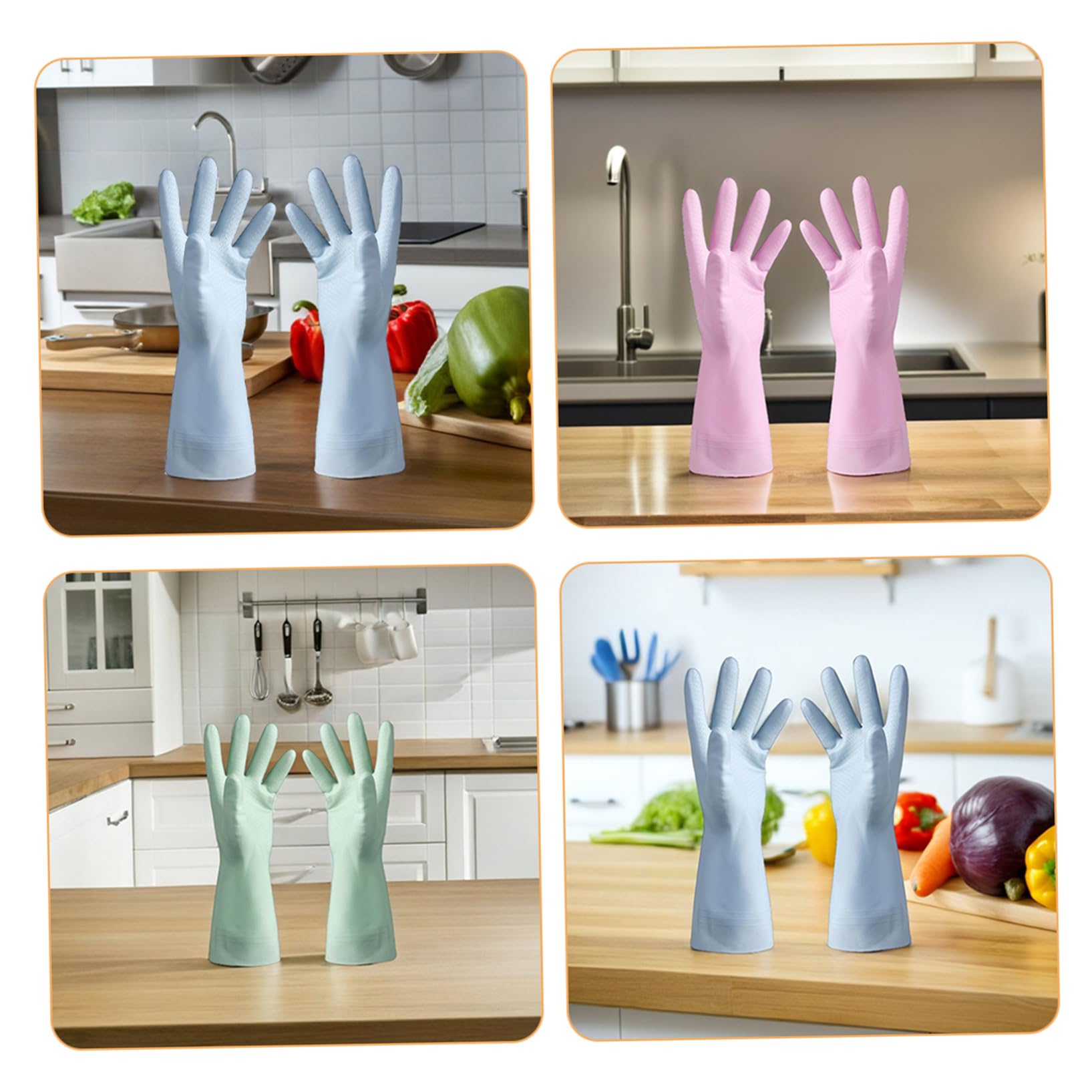 6 Paia Guanti di Pulizia Guanti da Cucina Riutilizzabili PVC