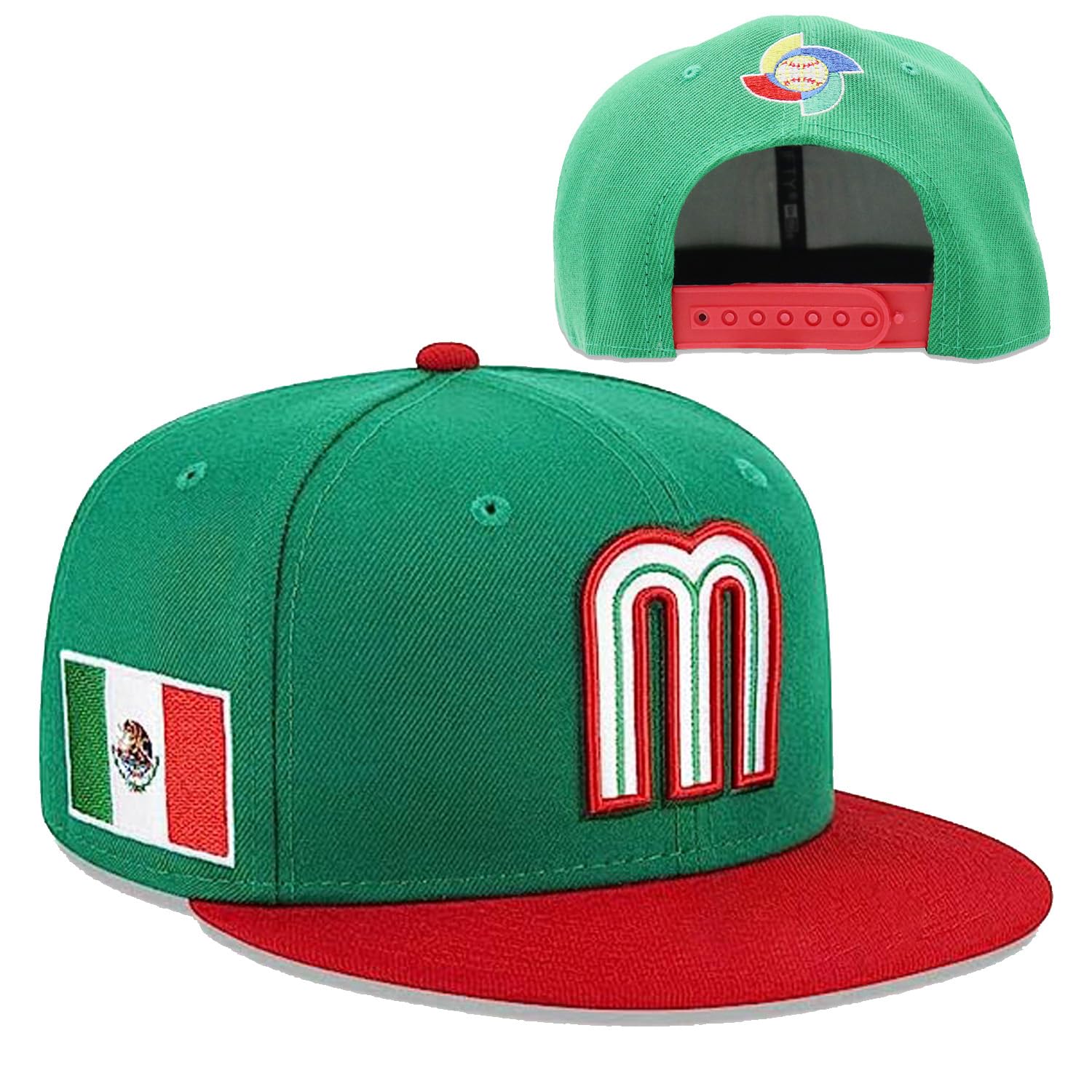 Adjustable Mexico Baseball Hat,2023 World Baseball Classic Mexican Baseball Cap,3D Embroideries Mexico Baseball Cap Fitted Hat for Men Women(One Size 20.8"-23.6") Red,Blue, Red,blue, L-XXL