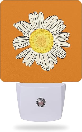 AOWULA Luces nocturnas de margaritas enchufables a la pared, luz nocturna de manzanilla con sensor de atardecer a amanecer, luz nocturna para niños,