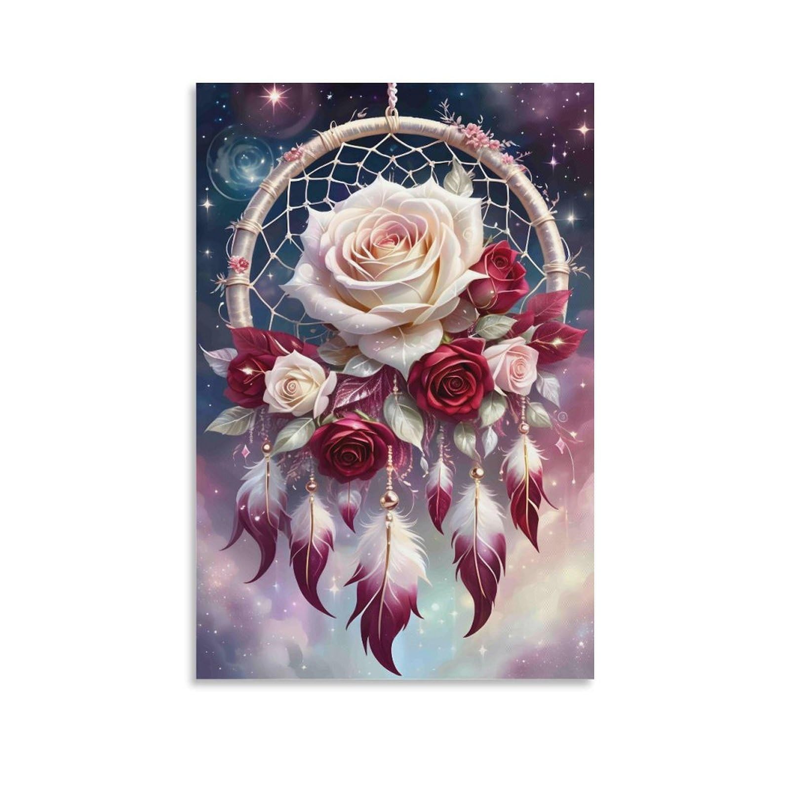 DHBANEIOK Dreamcatcher Rose Art Poster Artwork Giclee Canvas Prints Modern Canvas Wall Art Picture Wall Hanging for Living Room Home Decorations 08x12inch(20x30cm)