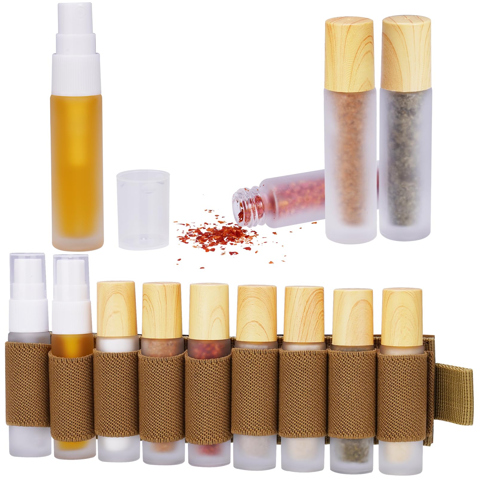 Mini botellas de especias portátiles para camping y pícnic, set de 9 piezas NiHome