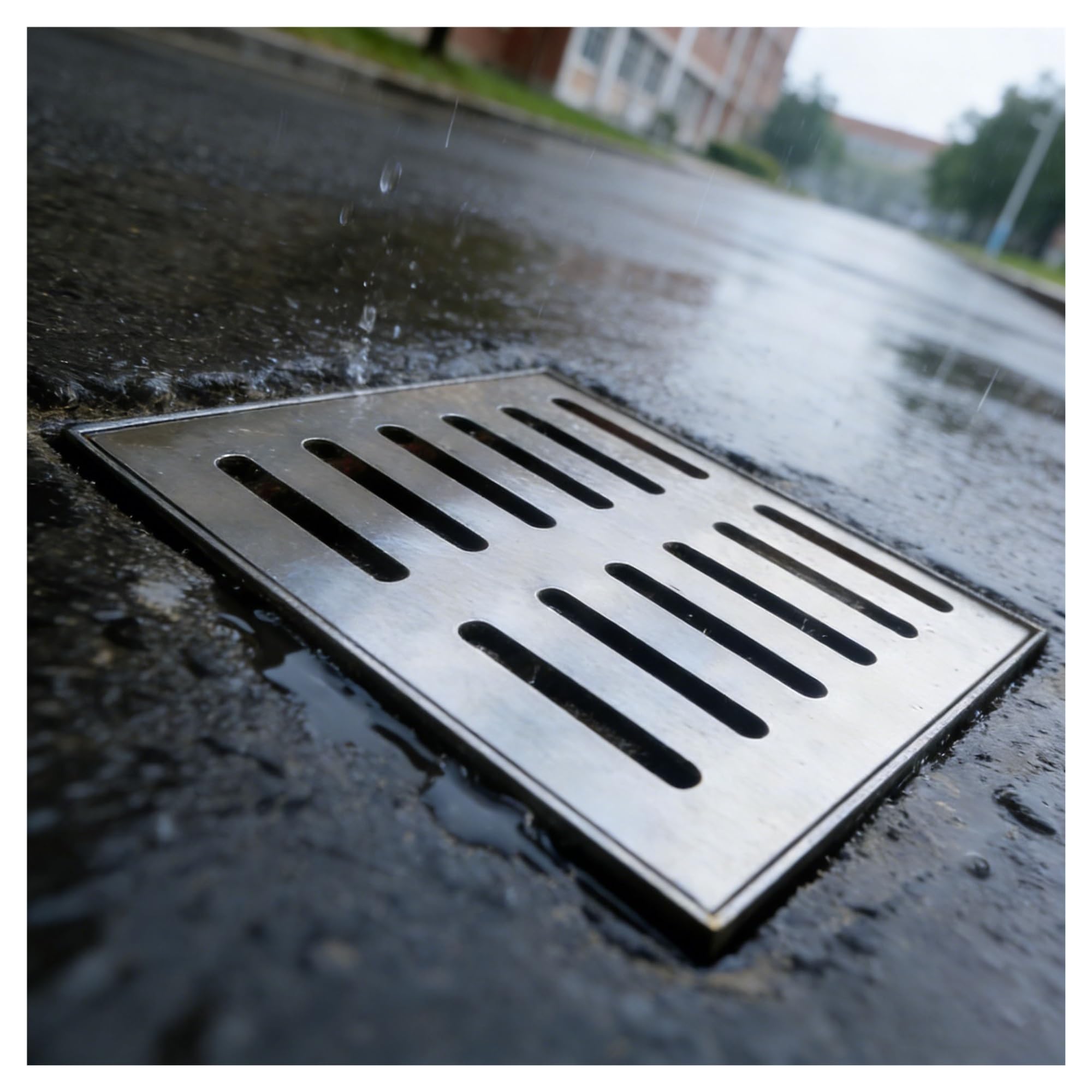 Griglia di scarico a pavimento, 50 x 50 cm, con copertura per patio, acqua piovana, per uso esterno, 50 x 50 cm