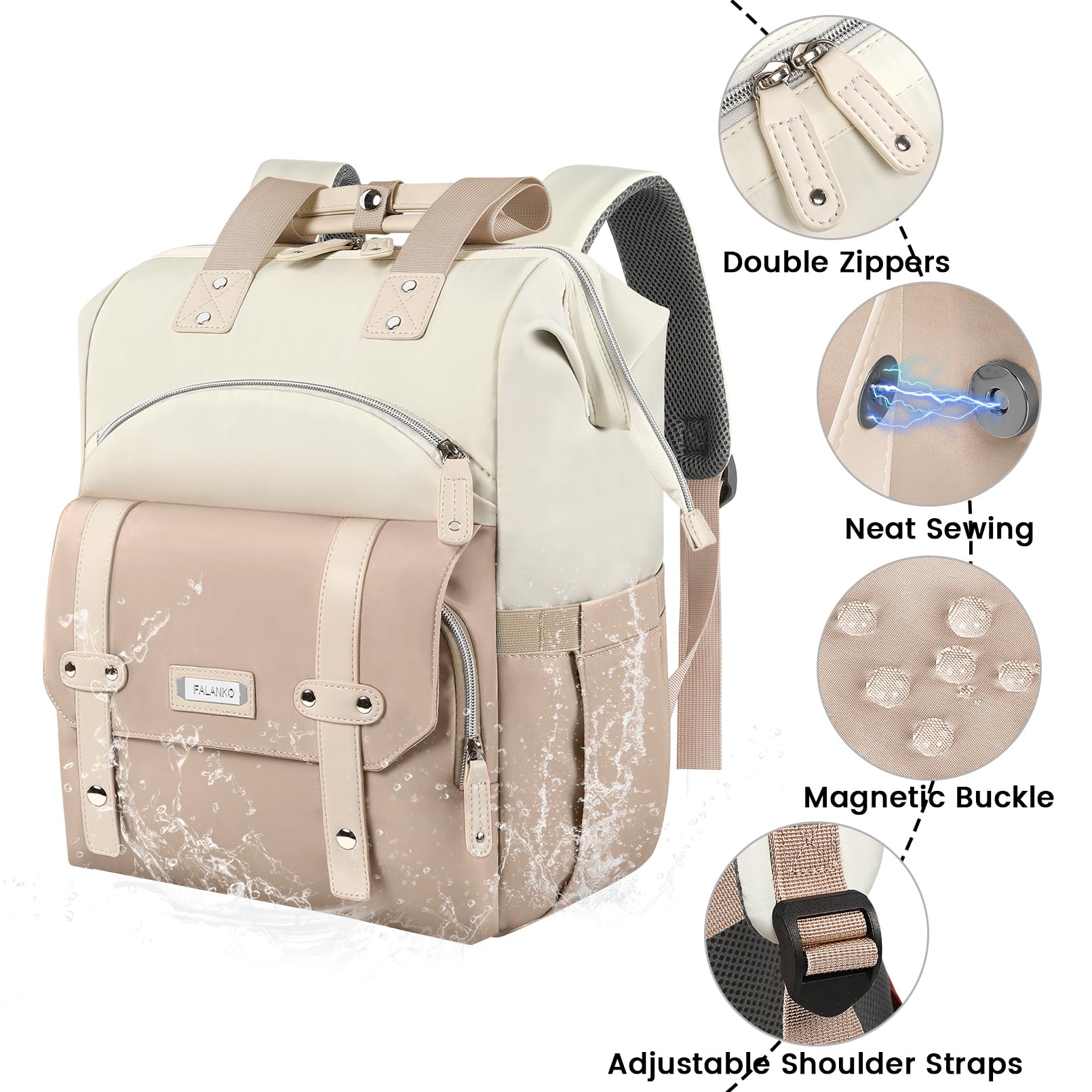 FALANKO Backpack for Women,Wide Open Work Large Student Bookbag for 15.6 Inch Laptop,Doctor Teacher Nurse College School Travel Bag,Water Resistant Laptop Bookbag Computer Back Pack Pink — Amazon image 18
