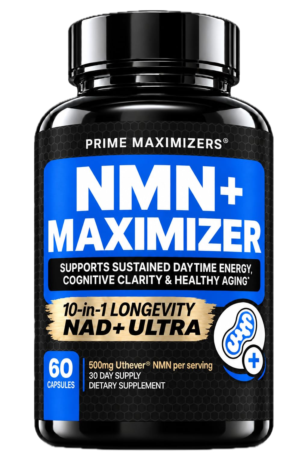 Premium (All-in-One) NMN Supplement, 30,600mg Actives | ≥99.5% Purity, Clinically Studied Uthever® NAD+ Booster + Increased Energy, Brain Protection, Senolytic Activity, Skin w. TMG, Resveratrol, Q10
