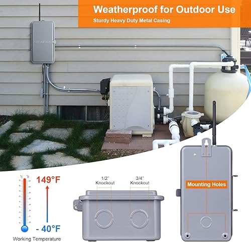 Miniatura 12 de SURAIELEC Temporizador de piscina WiFi, 40 amperios, 1HP 120V, 2HP 240V, interruptor inteligente para interiores y exteriores, controlador