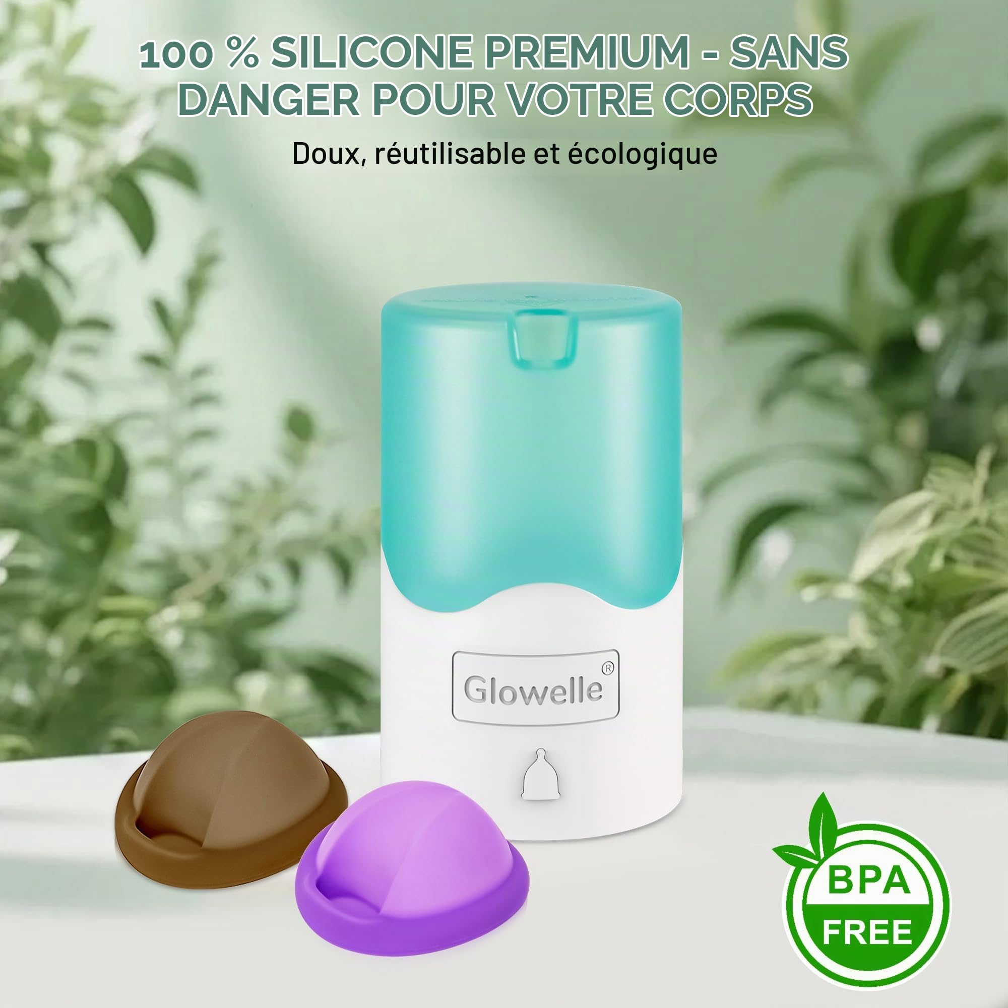 GLOWELLE Set de Disque Menstruel et Stérilisateur, Mini Nettoyeur de Disque/Coupe avec 2 Disques Menstruels Réutilisables Souples, Alternative aux Tampons, Serviettes et Coupes pour Femmes