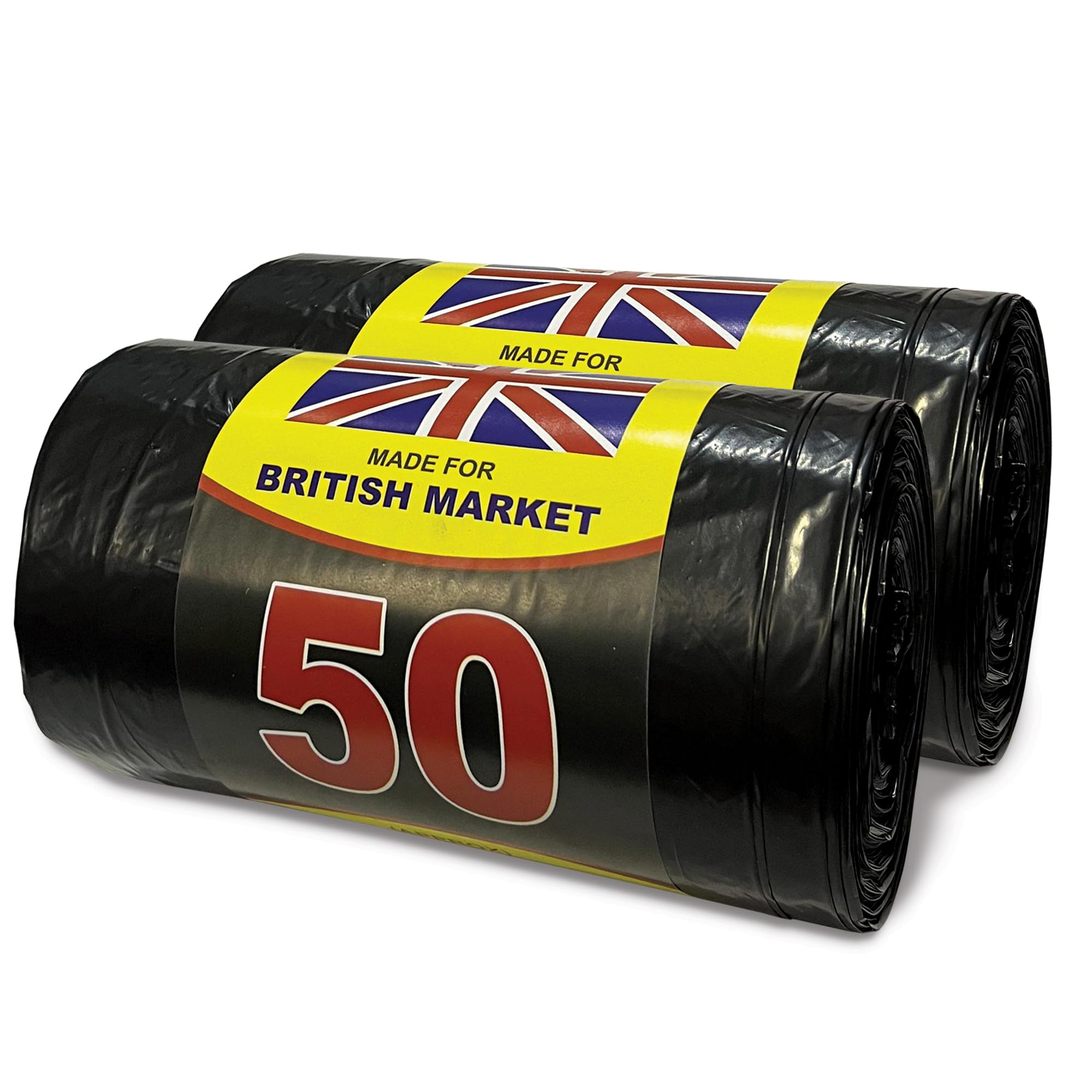 G4GOODS® 2 Rolls of 100 Bin Bags Extra Strong Heavy Duty 80L Garbage Bags 140 Gauge/35 Micron 50 Bags Per Roll Leak-Resistant Black Dustbin Bags for Kitchen Office Use (15"x29"x33")