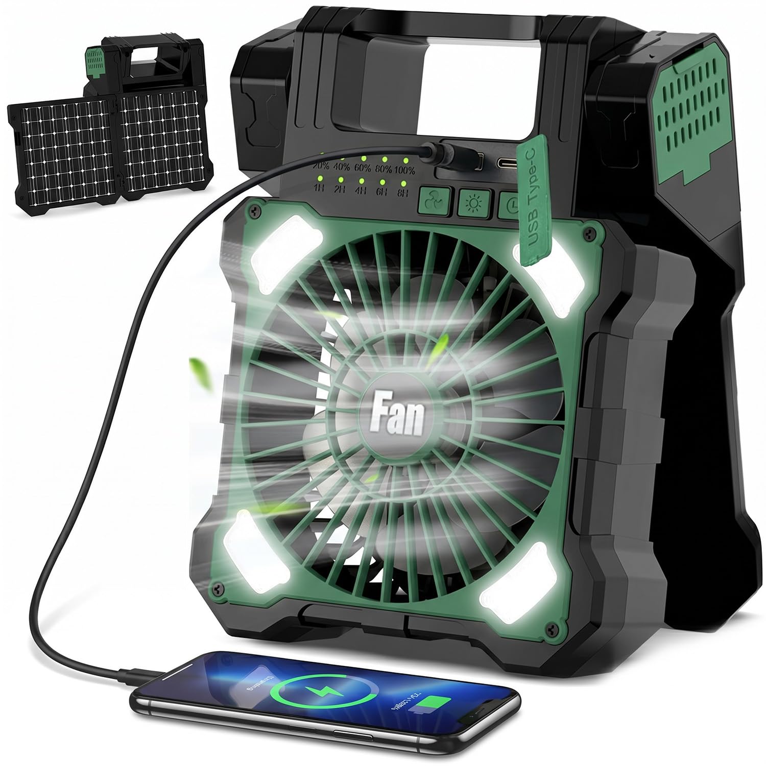 Maraiss 22000mAh Camping Solar Fan