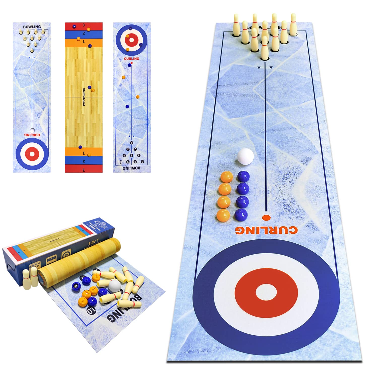 3 in 1 Shuffleboard Bowling Curling Spiel