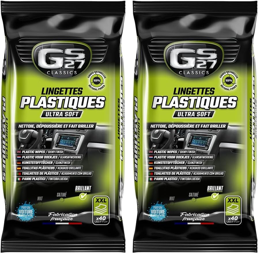 Lingettes Plastiques Voiture Finition Brillante GS27 Rénovateur Tableau de Bord