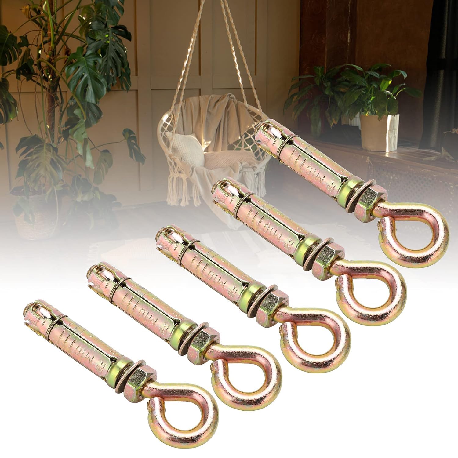 ROLLYWARE ®Expansion Bolts with Eye Ring, cm Heavy Duty Metal Anchor Fastener Eyebolt Bolt Ring Screw Closed Hook Anchor Bolt for Concrete Wall (5, M6) - Image 2 thumbnail