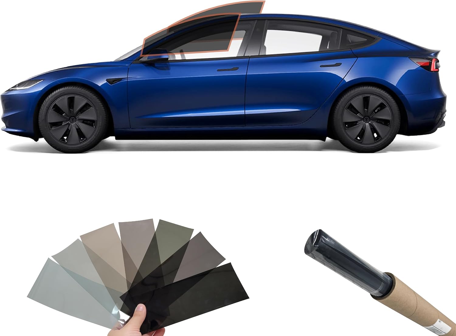 DIY MotoShield Pro 2mil Premium Professional Precut Nano Ceramic Window Tint Film Kit for (2024-2025) Tesla Model 3 (Front Driver/Passenger 15%)