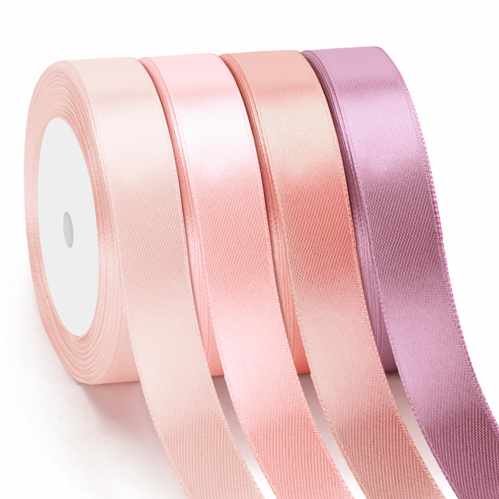 G2PLUS Dusty Pink Satin Ribbon for Gift Wrapping, 4 Rolls, 20mm x 22m
