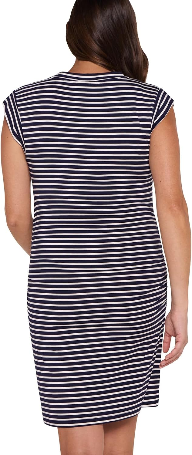 Motherhood Maternity Women's V-Neck Muscle Sleeve Bodycon Mini Pregnancy Dress
