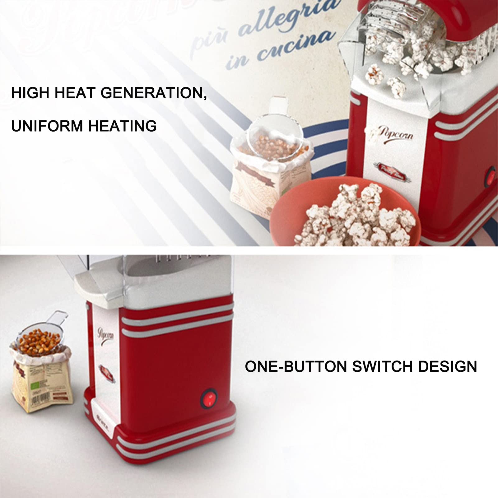 Macchina per Popcorn, Macchina per Popcorn ad Aria Calda per Popcorn Senza Olio, Macchina per la Produzione di Popcorn ad Aria Calda per la casa, Popper per Popcorn di Grande capac