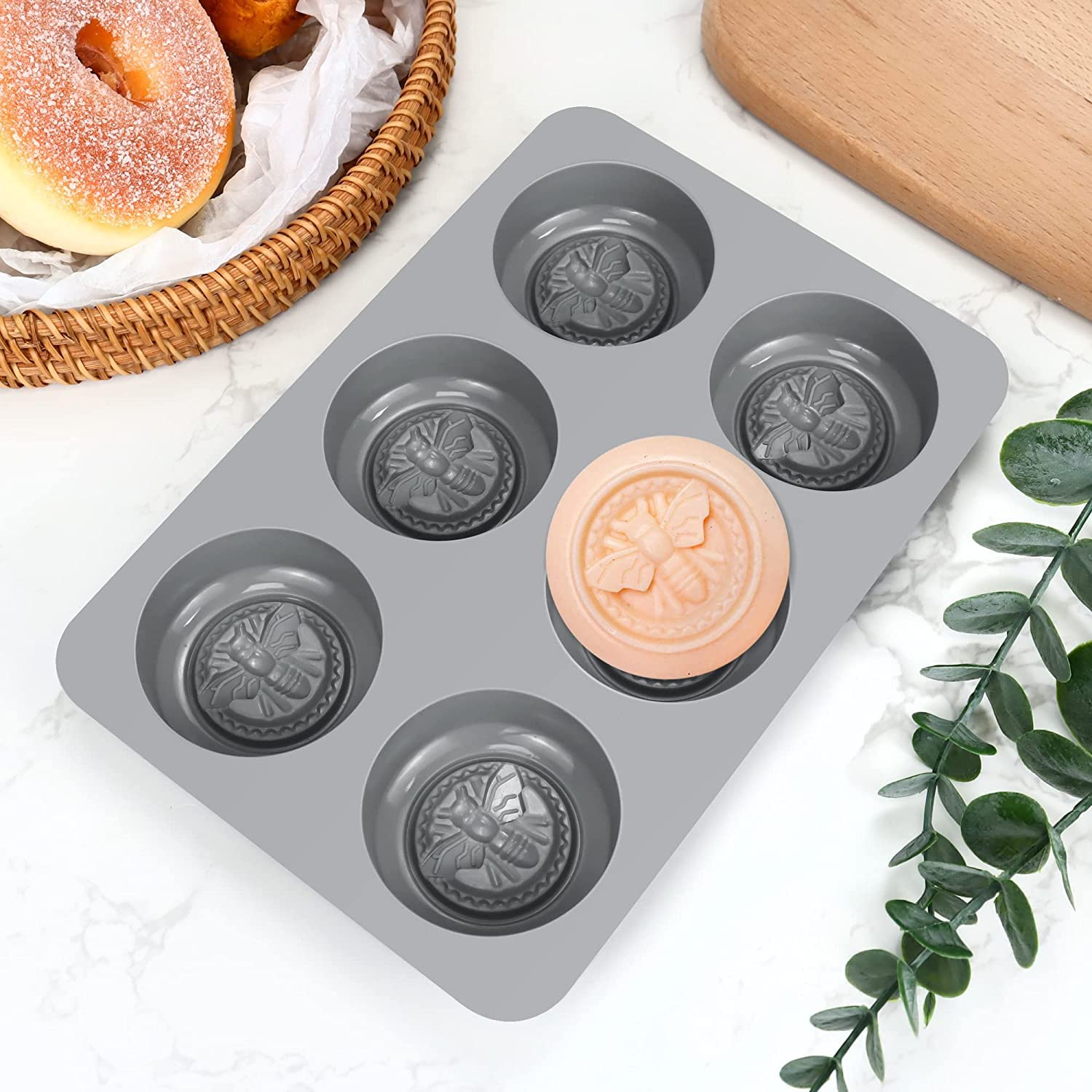Undy Soap Mould Bee Shape Round Soap Mould for Soap Making Silicone Mould for Soap Candles Chocolates Resin Arts, Output : 50-60 Grams-image-24