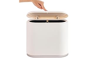 12 Liter White Rectangular Plastic Trash Can Wastebasket with Press Type Lid