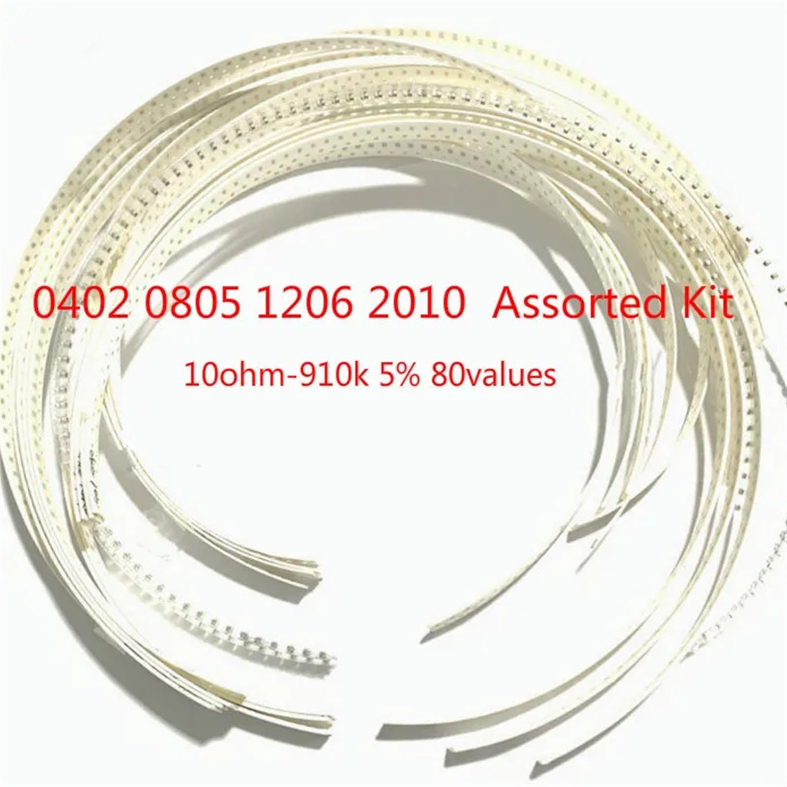Kit de resistencias 10ohm-910k 80 valores 5% Resistencia SMD 0402/0805/1206/2010 Kits Surtidos 10R 100R 1K 10K 100K 1,2 k 12K 120K(0402-4000pcs)