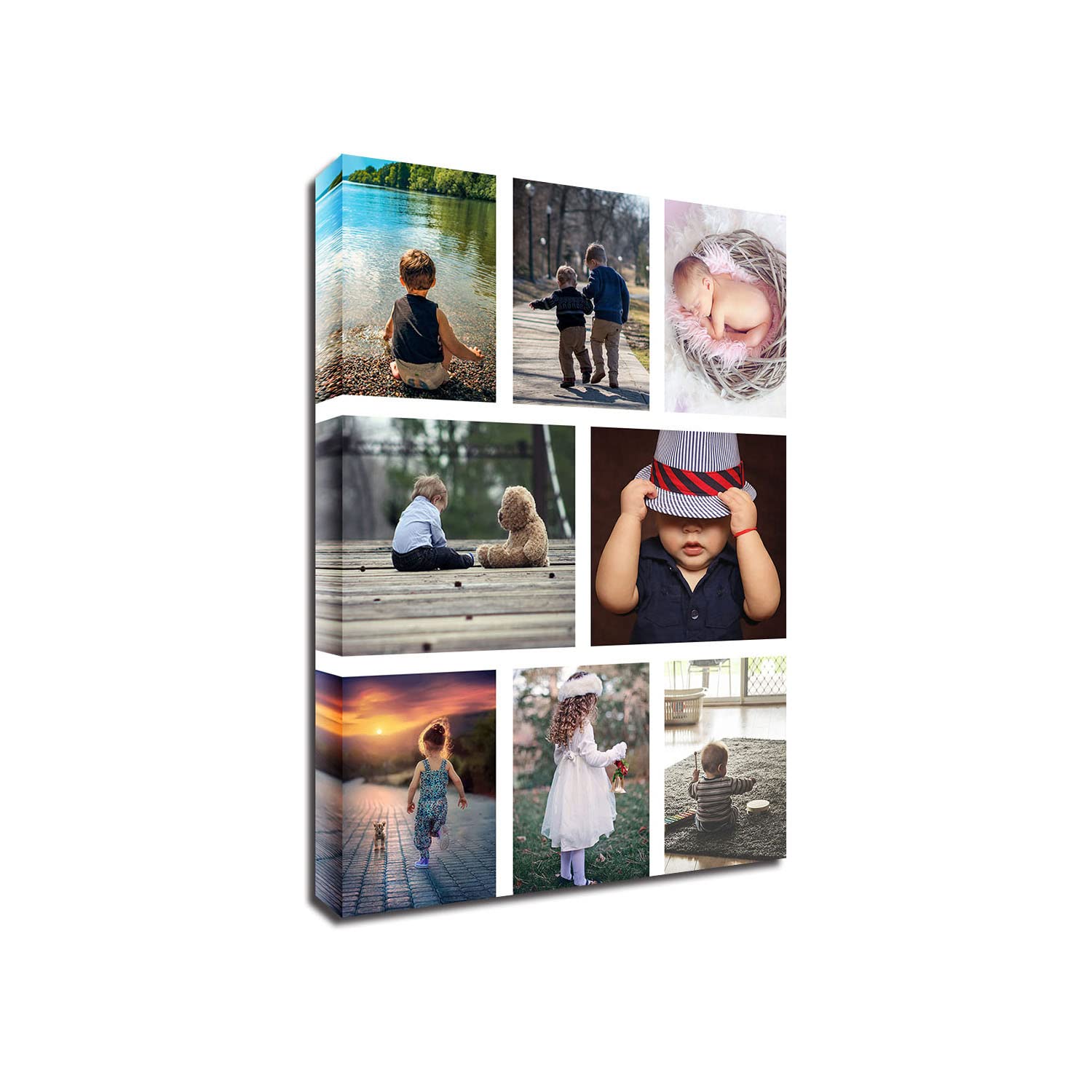 JIOBVTS Customized Collage Photo Canvas Prints Custom Multi Personalized Picture Wall Art for Valentines Day Fathers Day Family Wedding Images Wall