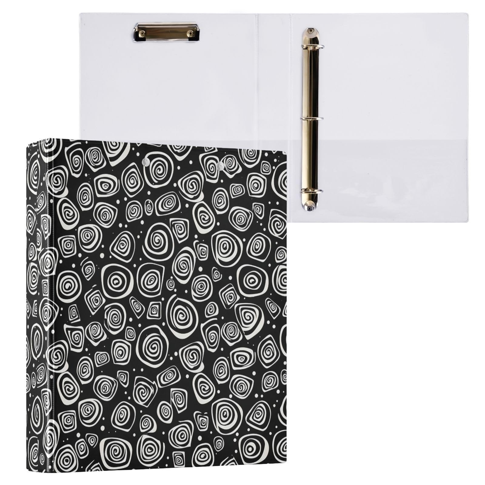 Carpetas de 3 anillos de 1.5 pulgadas, espirales blancos, carpeta de anillos redondos decorativos con clip de metal, organizador A4 para el hogar y la oficina, paquete de 2