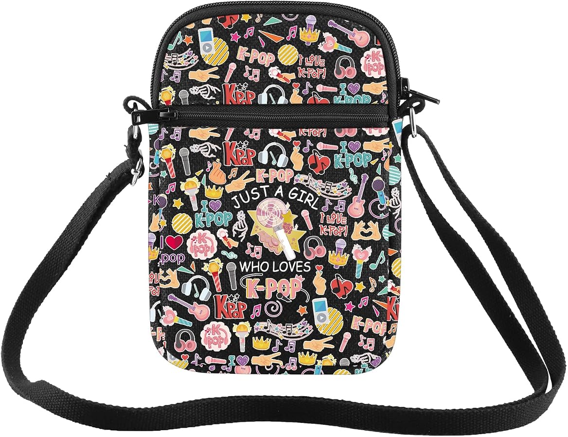 K-Pop Umhängetasche 21x15cm – Crossbody Bag Mit Bunten Musik-Motiven Für Konzerte