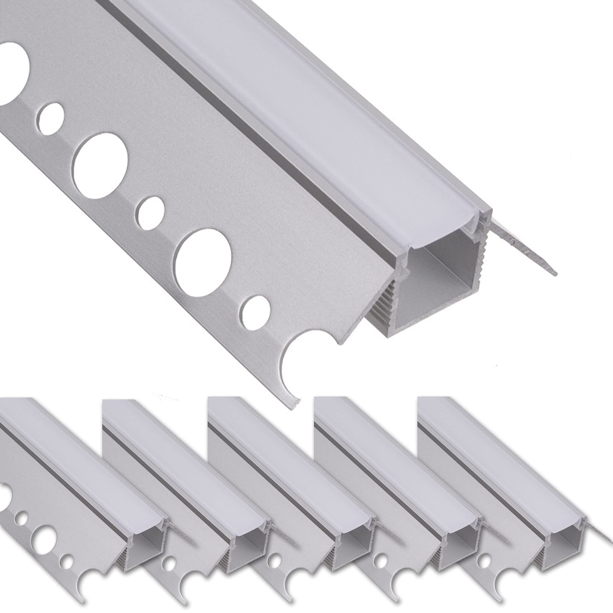 LED Trockenbauprofil 2m I LED Rigips Profil I 5x2m Außenecke I Alu Trockenbaueckprofil für LED-Streifen I Aluprofil I Decke I Wand