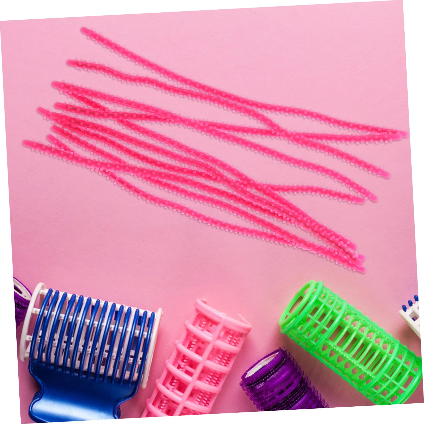 40 Piezas Rodillos de Cabello de Silicona para Mujeres Rizador de Cabello Spiral Perm Rodillos de Color Rosa Pequeño