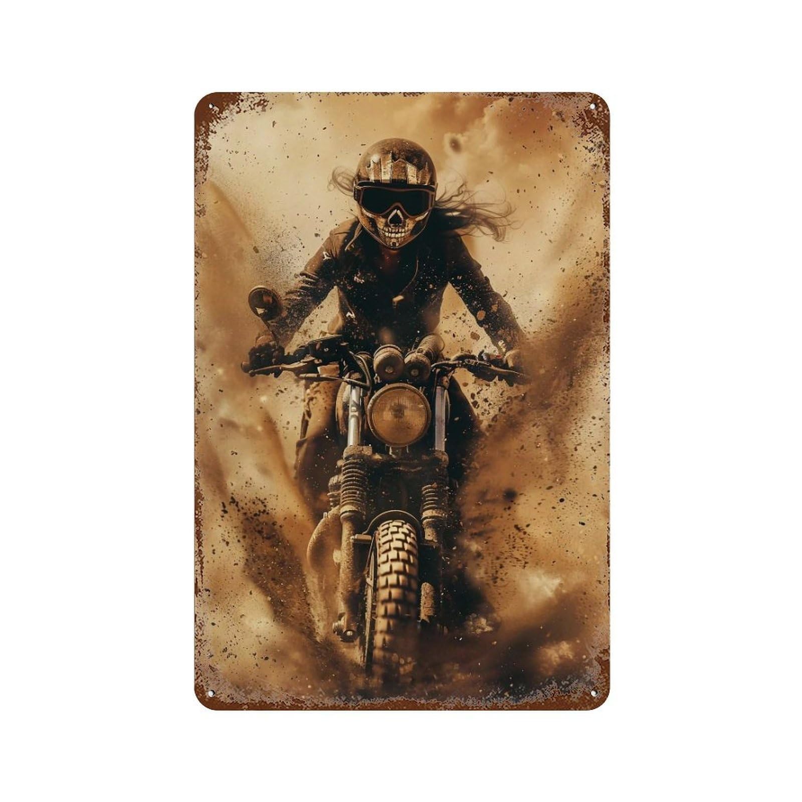 FHUYEURHRY Post Apocalyptic Desert Biker 01 Wall Decor Retro Iron Vintage Art Metal Tin Sign Poster Modern Home Cofffee Club Art Bar Shop Decorations Style 30x20cm