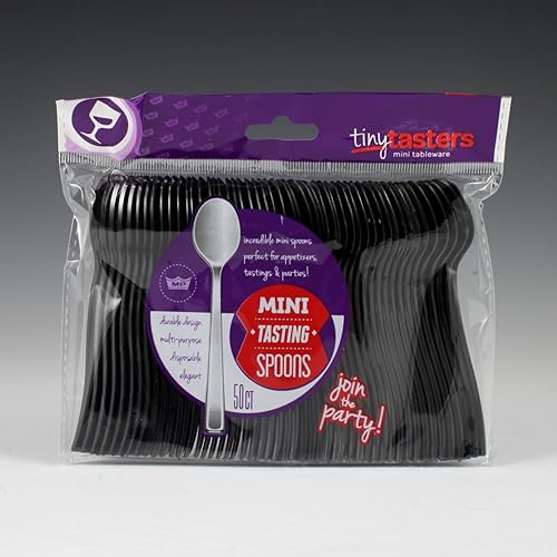 Miniatura 3 de Maryland Mini cucharas Black Tiny Tasters – 3.75 pulgadas (paquete de 50) – Cucharas de plástico de alta calidad sin BPA – perfectas para fiestas de