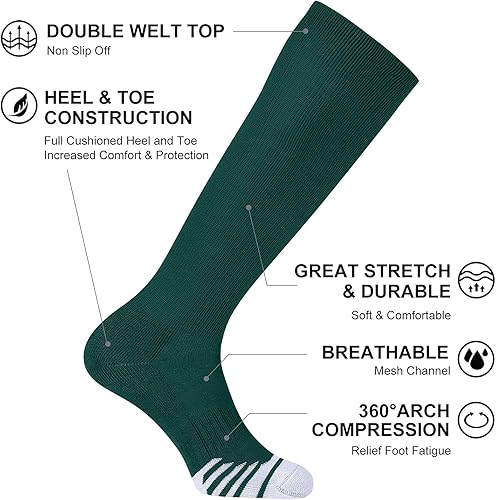 Miniatura 2 de FITRELL Paquete de 23 calcetines de béisbol y sóftbol para niños, jóvenes, hombres y mujeres, calcetines altos hasta la rodilla (varios colores)