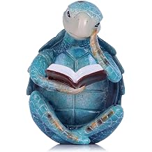 Resin Reading Sea Turtle Figurine Cute Ocean Animal Desk Buddy, Garden and Bathroom Decor, Coastal Home Decor, Meditation Zen Resin Statue, Office Gift for Women, Men & Turtle Lovers