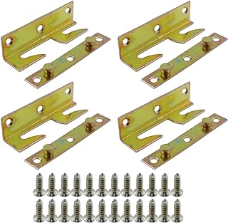 SQXBK 4PCS Non Tongue and Groove Bedrail Accessory Bedrail Bracket Colour Zinc Connecting Bed Hook Suitable for Wooden Bedframe Headboard Footboard and Bunk Bed Ladder