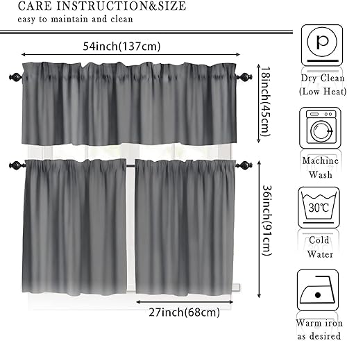 Miniatura 4 de Cortina de ventana con bolsillo para barra, cenefas para cocina, dormitorio, ventana pequeña, sala de estar, decoración de fiesta de Año Nuevo, 54 x