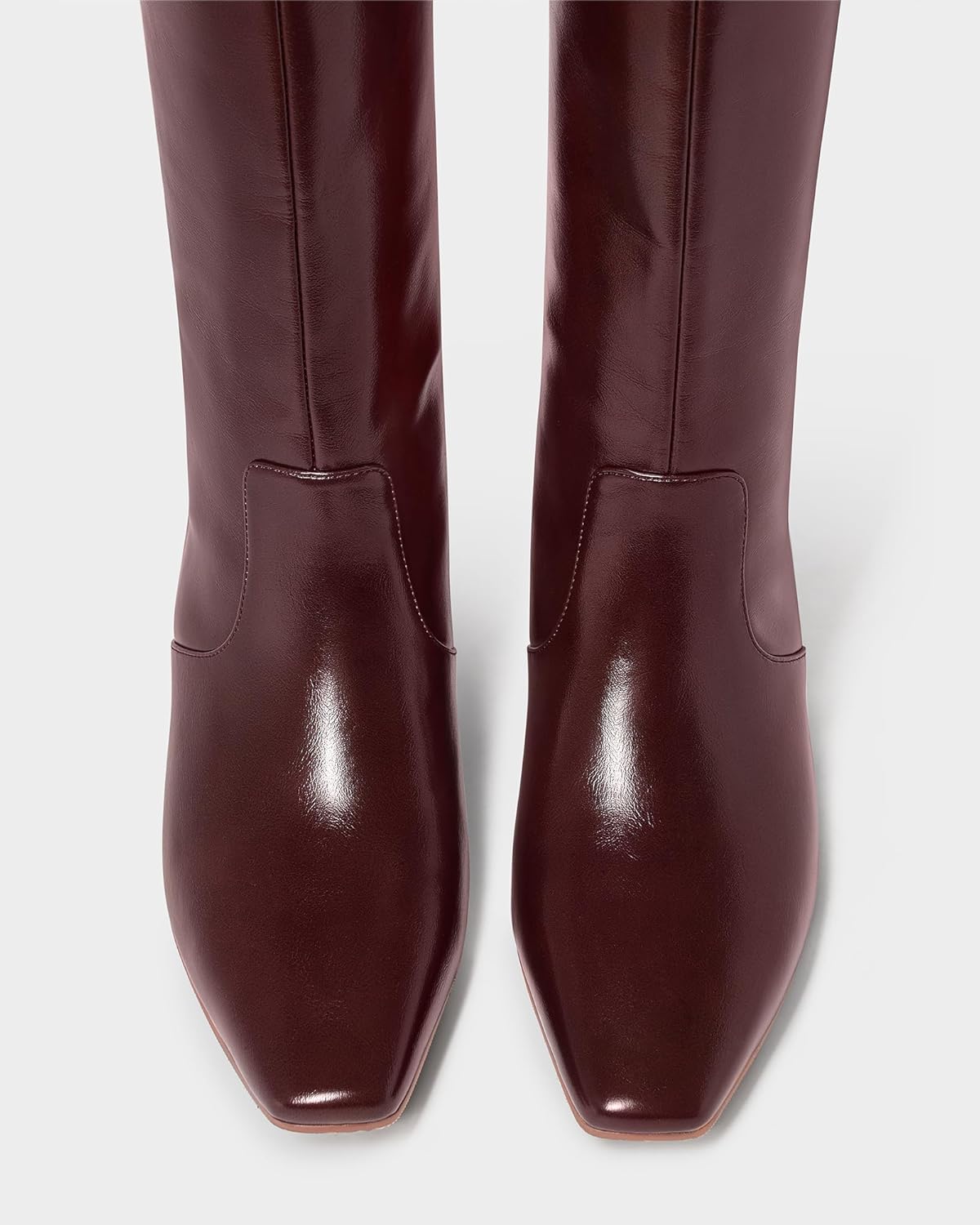 MUCCCUTE Knee High Boots Women - Boots for Women Square Toe Chunky Heels Tall Boots Pull-On PU Low Block Heel Long Boot - Image 8