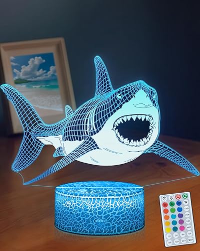 Shark 3D Light Illusion, 16 Colors LED Dimmable Night Light