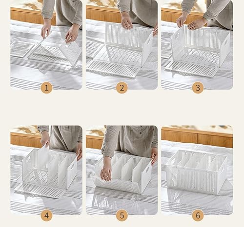 Miniatura 4 de ChezMax Paquete de 3 separadores organizadores de calcetines, organizadores de cajones de 72 celdas, organizadores de cajones plegables de malla,