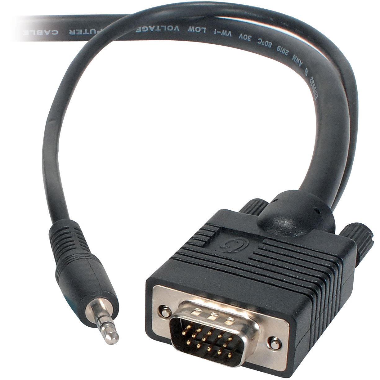 C2G 52117 Adaptateur de câble vidéo 22,86 m VGA (D-Sub) + 3,5 mm Noir Adaptateur de câble vidéo 22,86 m VGA (D-Sub) + 3,5 mm Noir Mâle/Mâle