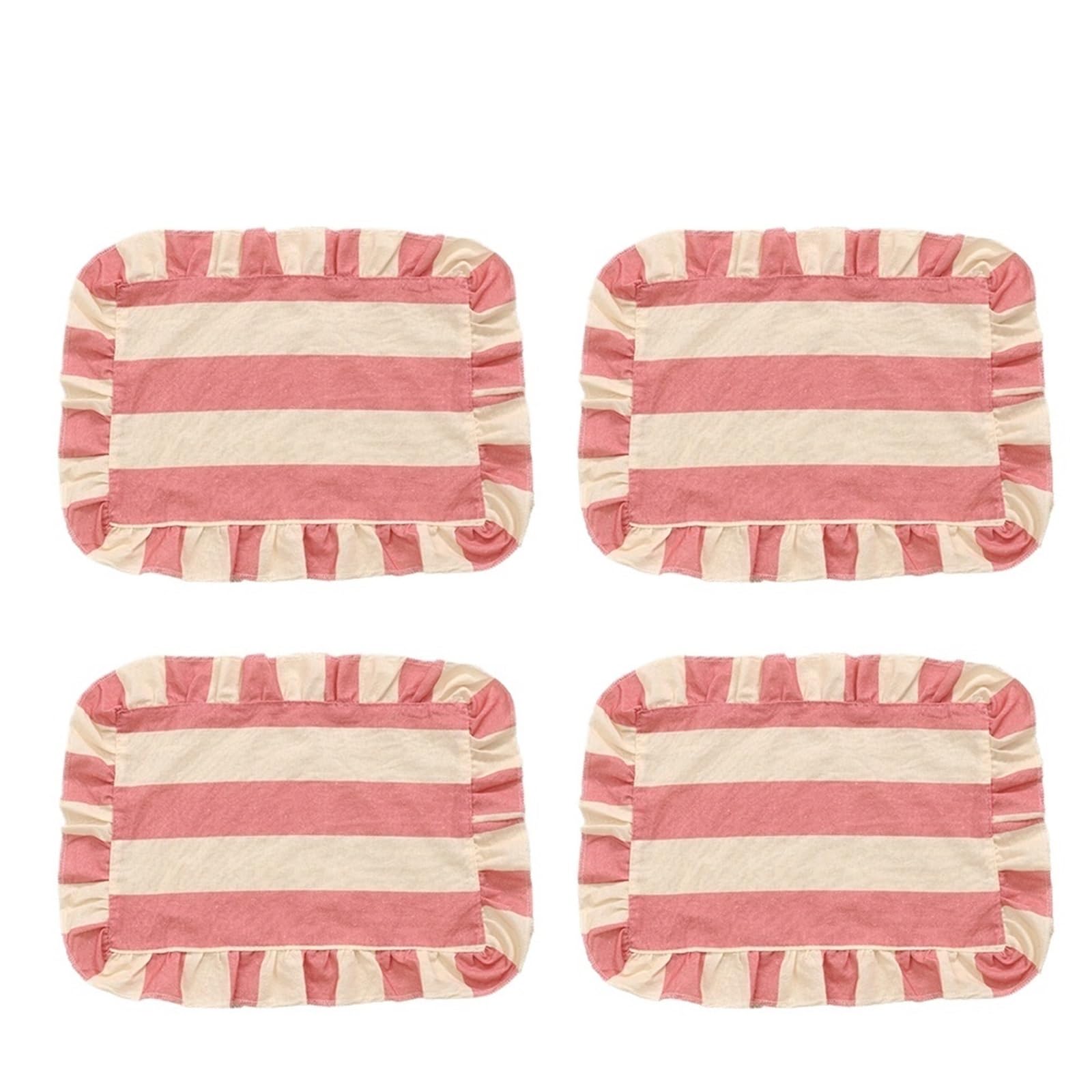 Ruffle Placemats Ruffled Placemat Kitchen Dining 12x16inch Table Coaster RestaurantDecor(4PCS)