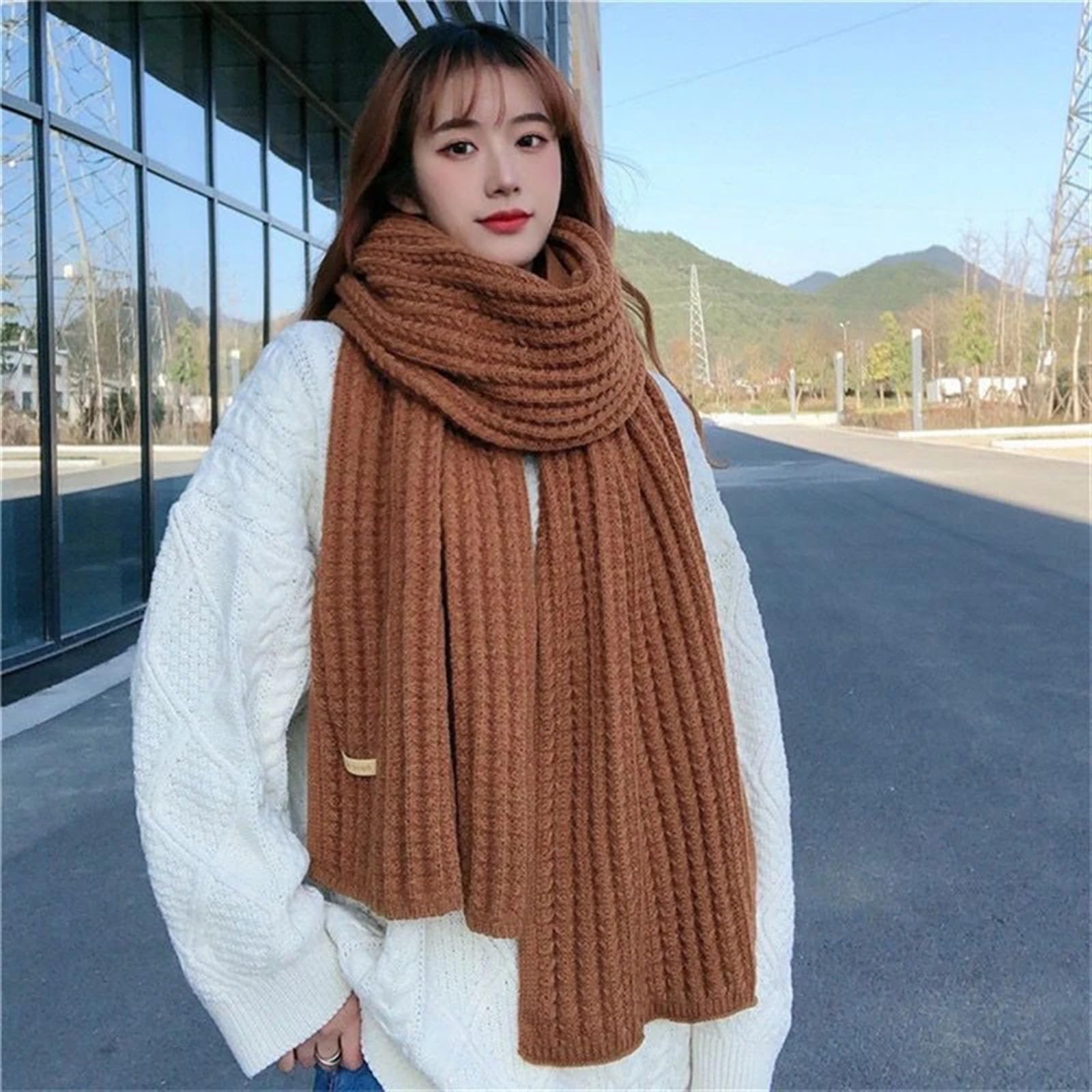 Uomo Donna Inverno Maglia Termico Scaldacollo Tubolare Esterno Sci Moto Sciarpa Ispessimento Copricollo Sciarpa Autunno Calda(Red1)