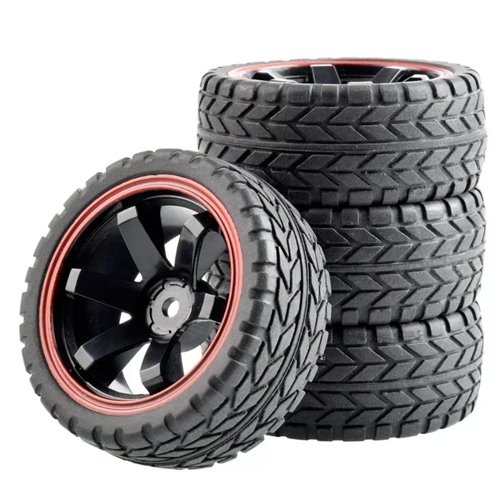 para HSP para Tamiya para HPI para Kyosho para Sakura 94122 94123 D3 D4 para Tt02 1/10 4pc Llanta Rueda Plástico Neumáticos Goma 26x64MM Coche Carretera RC Rueda Neumáticos