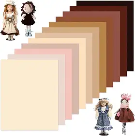 Whaline 12 unidades de pacotes de tecido de algodão tom de pele 45,7 x 55,8 cm, confecção de bonecas, quartos gordos, coloridos, acolchoados, retalhos, tecidos de costura de pele de boneca, para
