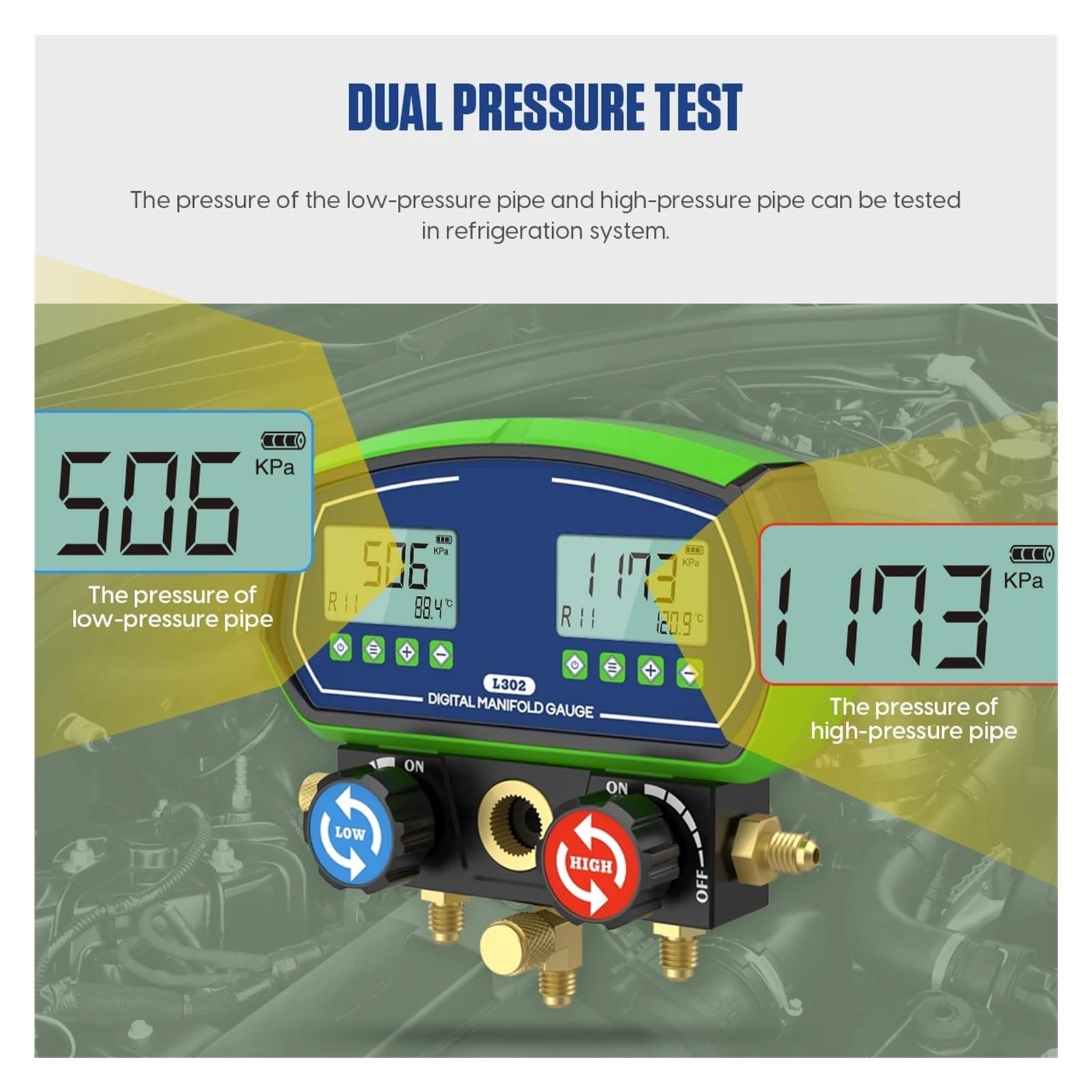Cyfrowy manometr, Digital Manifold Gauge HVAC Vacuum Pressure Temperature Tester Leak Detection Tool