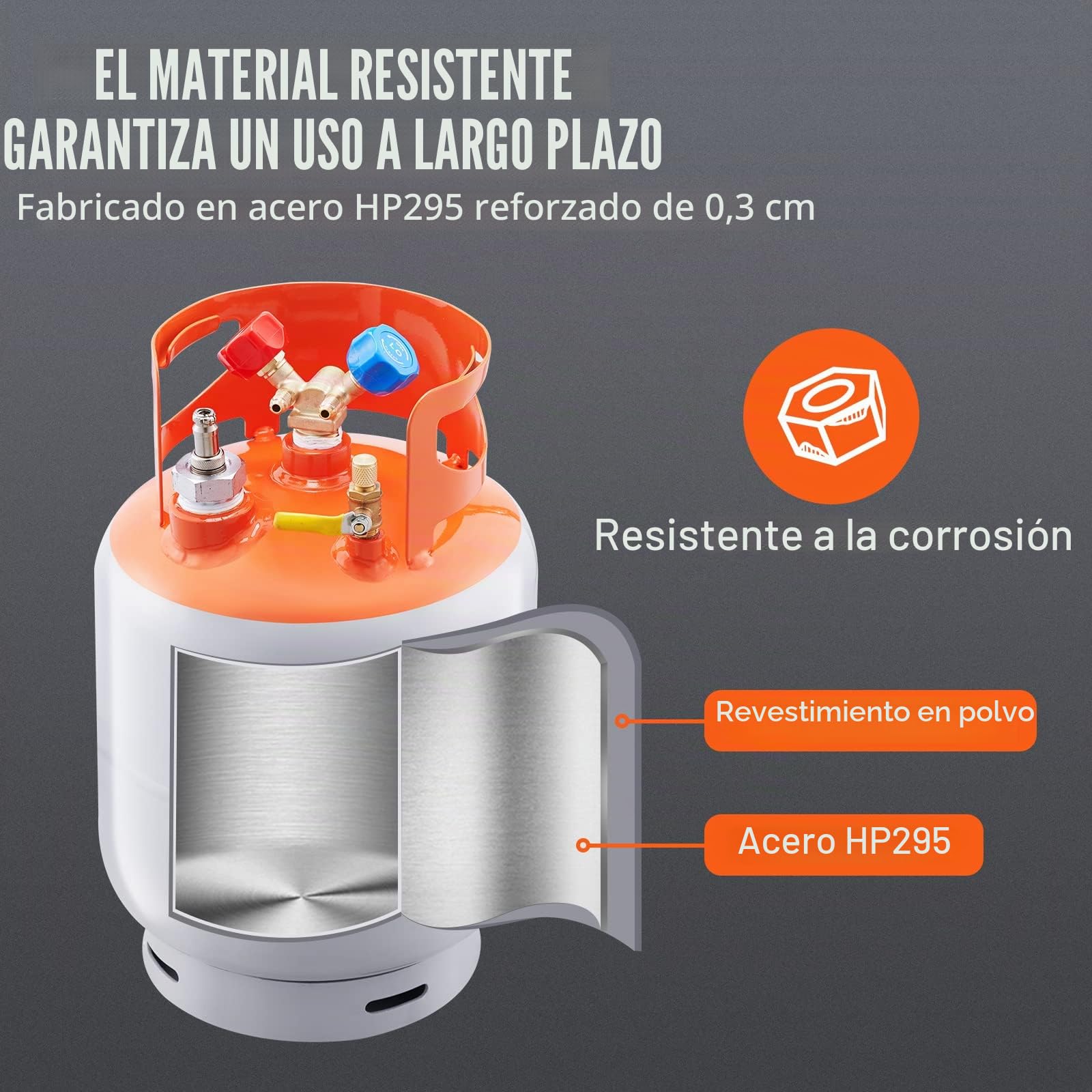 VEVOR Tanque de recuperación de refrigerante con interruptor flotante, tanque de recuperación de CA de 30 lb de capacidad con adaptador de ¼ a ½, tanque de recuperación HVAC reutilizable