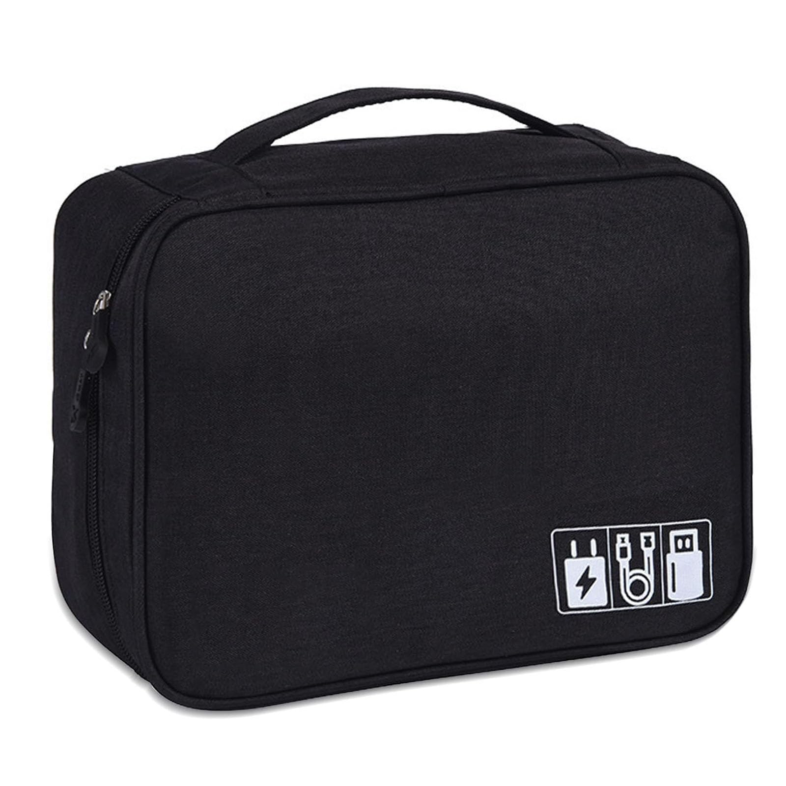 Travel Cable Organizer Bag, Electronics Tech Organizer Pouch Waterproof Padded Storage Case with Adjustable Dividers for Cables Chargers Hard Drives Power Banks, Multi-Layer Case for Travel Office