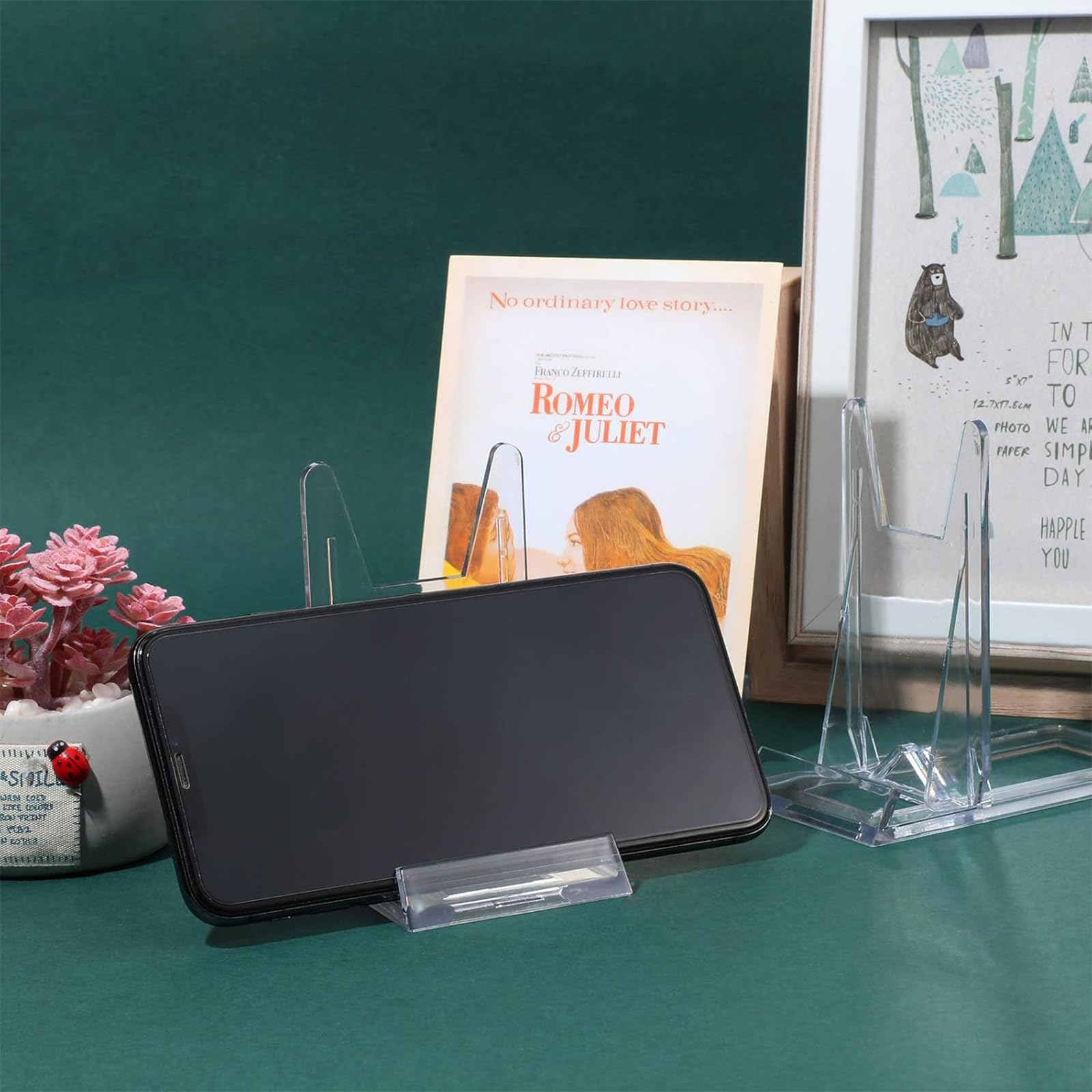 Zonon 108 Stück verstellbare Tellerständer aus Acryl für Display, Kunststoffständer, Bildertellerhalter, transparente Mini-Staffeleien, Ständer zum Präsentieren von Bildern für Zuhause, Büro, Festival
