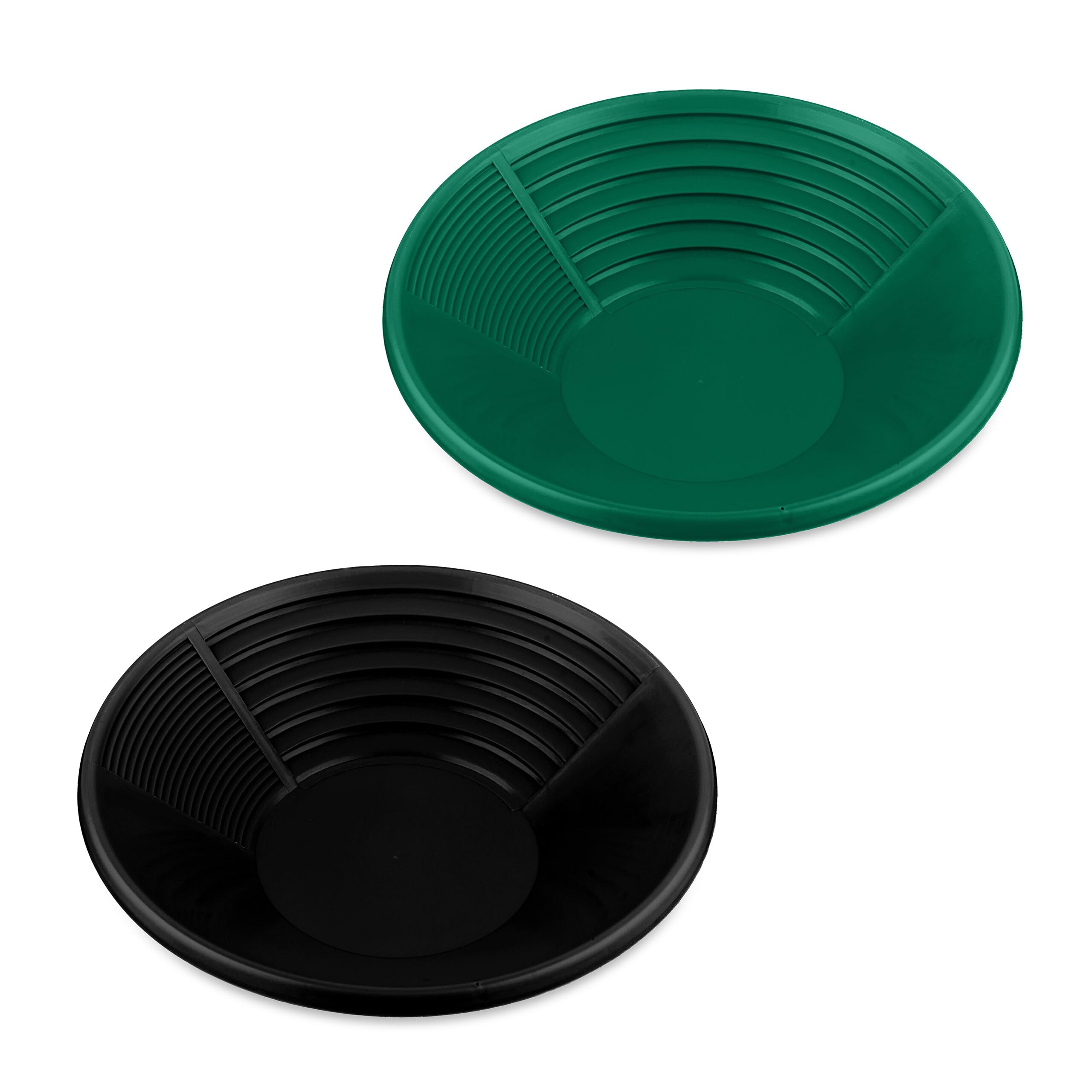 Batée d'orpaillage en plastique Relaxdays lot de 2 tamis 3 zones noir vert