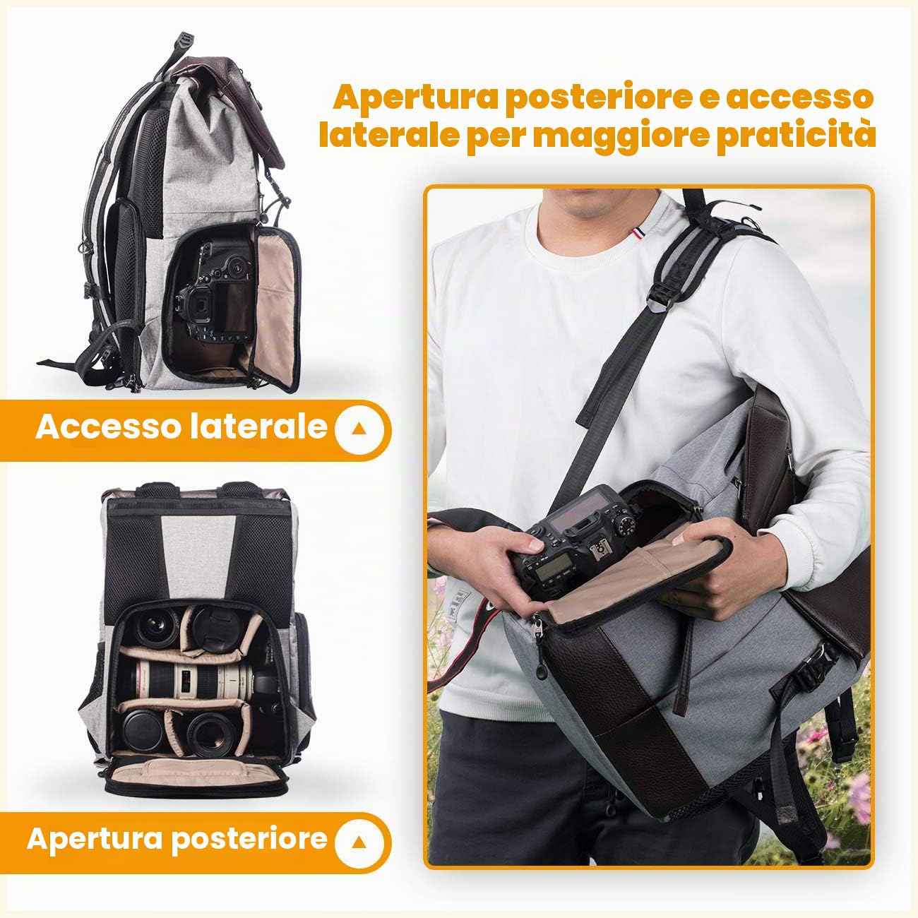 TARION Camera Backpack Waterproof Photo Backpack Mirror Reflex Camera Bag Certified Protection Class: IPX5 Waterproof Camera Backpack with Rain Cover for Men and Women