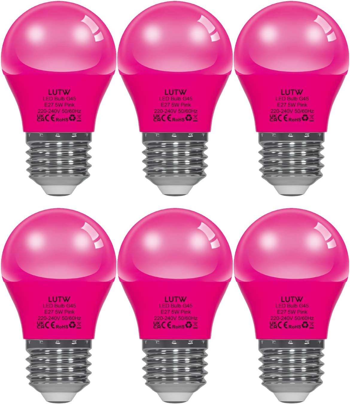 LUTW E27 LED Light Bulb Pink, 40 Watt Equivalent, Lighting Bulbs for